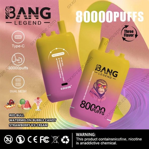 Bang Legend 80000 box design for Red Bull Watermelon Bubble Candy Strawberry Ice Cream flavor set