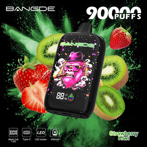 Bang DE 90000 Strawberry Kiwi flavor box with green kiwi slice artwork