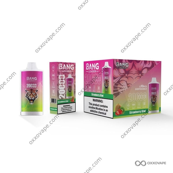 Strawberry Kiwi flavor box for Bang Leader 20000 vape with strawberry and kiwi slice artwork