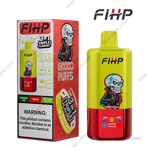 FIHP 60000 box for Strawberry Kiwi Red Bull Sour Mango Pineapple flavor combo