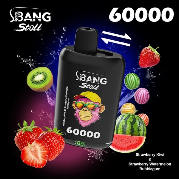Bang Leader Stoll 60000 packaging for Strawberry Kiwi and Strawberry Watermelon Bubblegum flavor