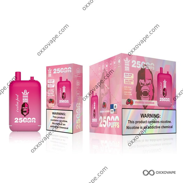 Strawberry Watermelon flavor box for Bang King 25000 disposable vape with fruit artwork