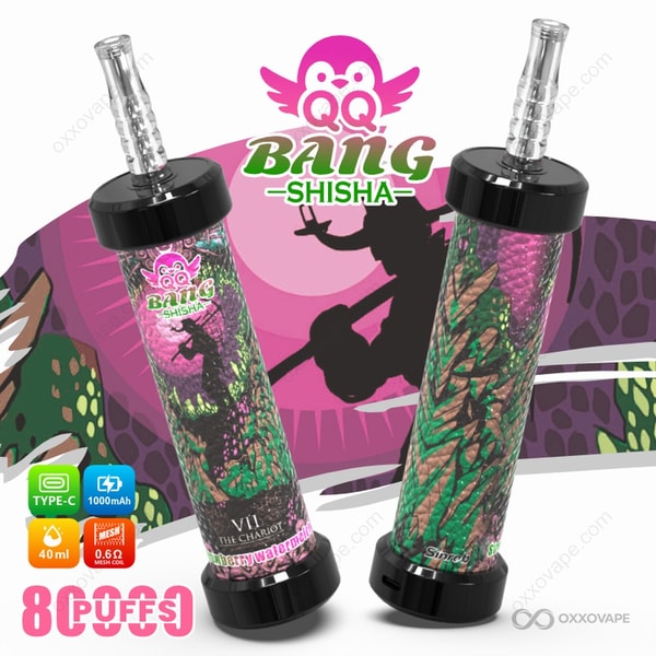 Strawberry Watermelon flavor box for QQ Bang Shisha 80000 with red fruit graphics