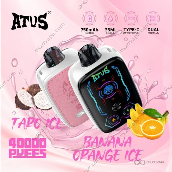 Purple ATVS 40000 box showing creamy taro root artwork with icy cooling graphic accents
