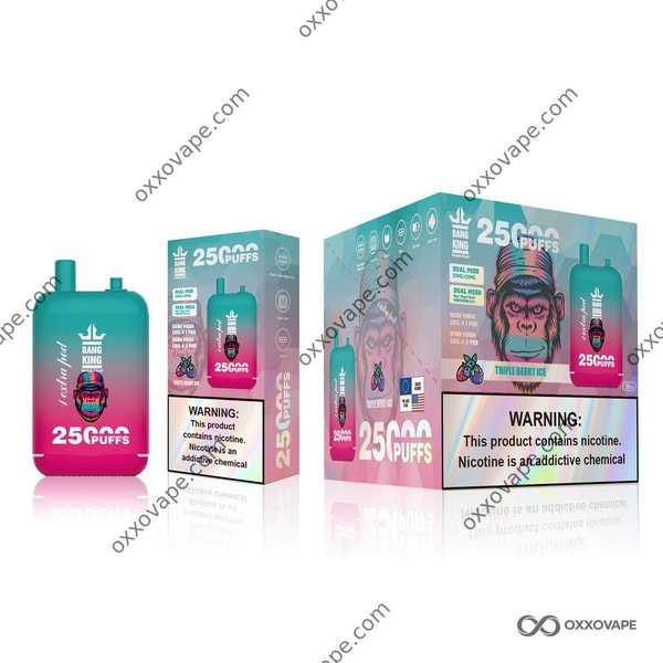Triple Berry Ice flavor box for Bang King 25000 disposable vape with mixed berry design