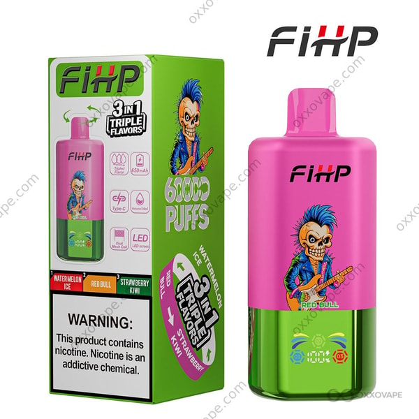 FIHP 60000 packaging box for Watermelon Ice Red Bull Strawberry Kiwi triple flavor combo