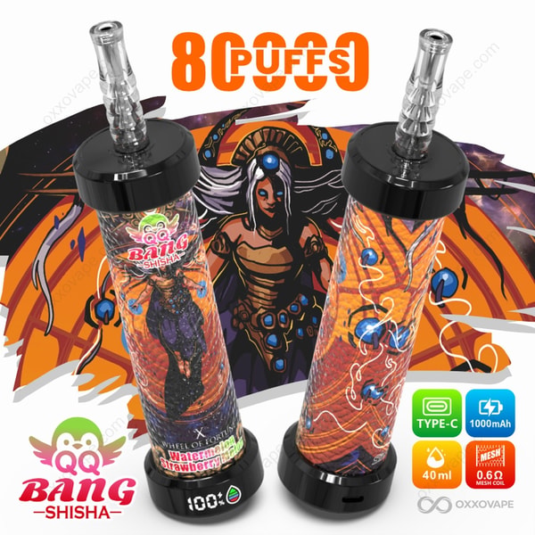 Watermelon Strawberry Melon flavor box for QQ Bang Shisha 80000 with layered melon fruit art