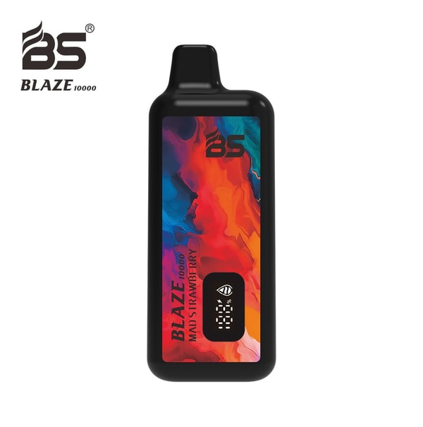 Pink and red packaging box for Mad Strawberry flavor of BREZE STIIK BS Blaze 10000 vape