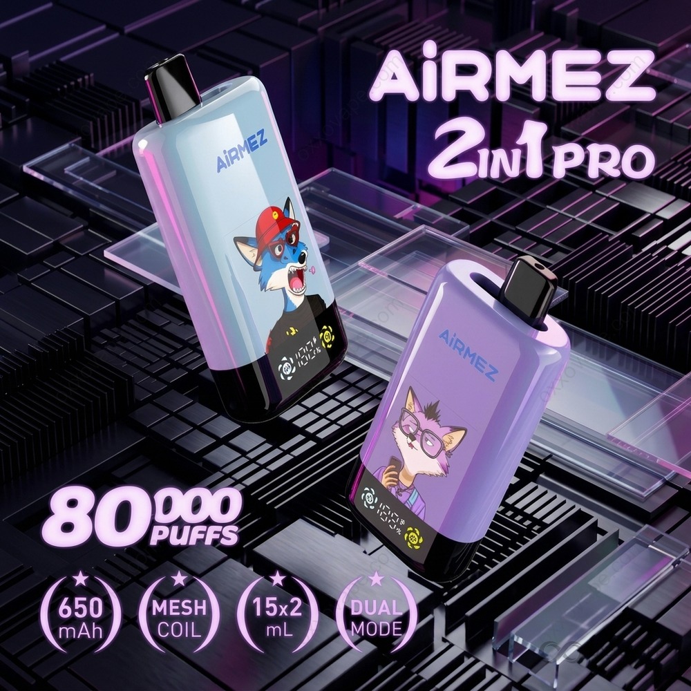 2 in 1 vape disposable Airmez Fox Pro 80000 80K Puffs | Dual Flavor Switch & Rechargeable | Best Dual Flavor Vape Füm Journey Pack Flavored show_Dry Herb Vaporizers Nicotine Strength:50mg