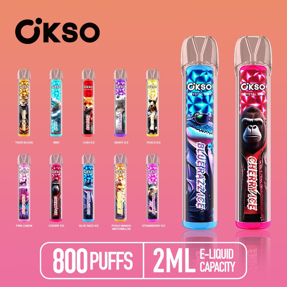 crystal bar vape OKSO 800 10K Puffs Disposable | Mesh Coil & RGB LED Flavors:Hazelnut Latte 3% buy disposable vape Blue Lotus Products -